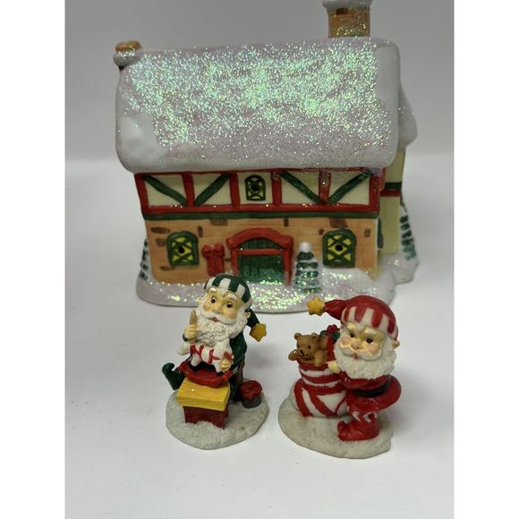 Christmas Expressions Hand Painted Ceramic Musical Village House Set Of THREE - Picture 6 of 16